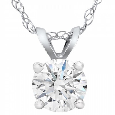Runder Brillant Anhänger 14K massiv Weißgold Diamant 0,40ctw