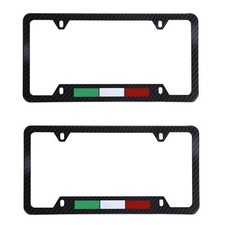 Set Of 2 Italy Italian Flag License Plate Frame Carbon Fiber Finished Set Of 2 Italy Italian Flag License Plate Frame Carbon Fiber Finished