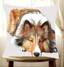 NEW Adorable Collie Pillow Cover. 18  X 18  Perfect For Pet Lovers 