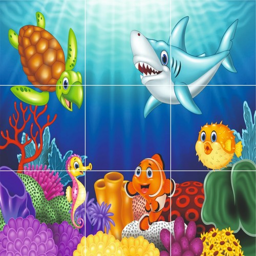 FULL COLOUR SEA LIFE TILE STICKERS - Waterproof, Bathroom tiles - Shark & Turtle - Picture 7 of 9