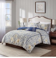 NWT Harbor House Livia Blue Floral King Duvet Cover Set 5Pc