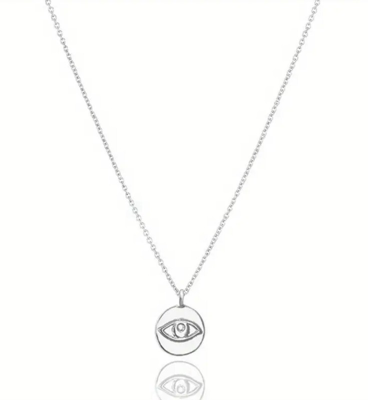 14k Gold Plated Evil Eye Pendant Necklace In Silver!