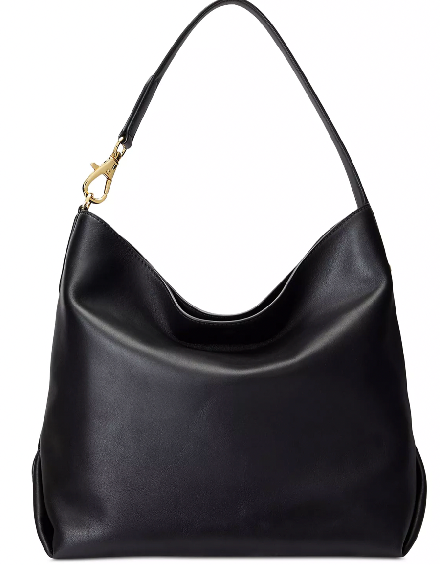 Ralph Lauren Kassie Large Leather Shoulder Bag BLACK | eBay
