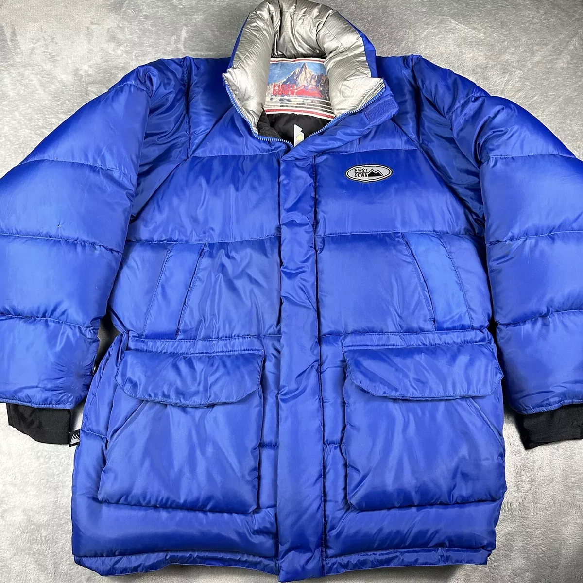 KidSuper Men's Checkered Puffer Jacket, Blue, Men's, XL, Coats Jackets & Outerwear Winter Coats Parkas & Puffer Coats