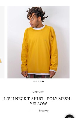 NWT 🌺 Needles Poly Mesh T-shirt Long Sleeve Yellow Size M $150