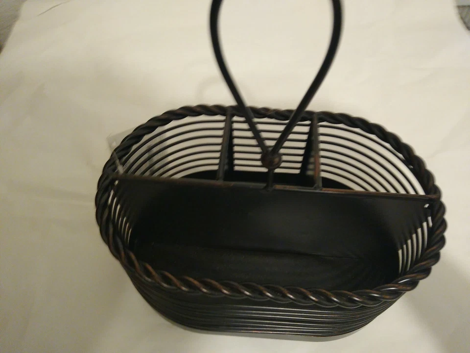 METAL DURABLE GOURMET BASICS MIKASA ROPE NAPKIN FLATWARE PICNIC CONDIMENT CADDY - Image 4 of 4