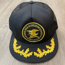 Vintage Snapback Trucker Hat Cap National Rifle Association NRA Gold Leaf USA