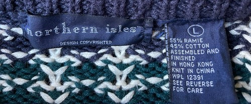 VTG Northern Isles Mens Sweater Large Cosby Grandpa 90s Crew Academia Preppy - Picture 5 of 6