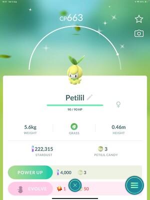 Shiny Petilil - TRADE 20k stardust - Registered shiny Petilil  already require