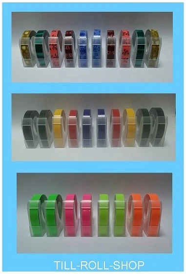 MOTEX Dymo Compatible 9mm Embossing Tape - Various Colours, Designs and Quantities