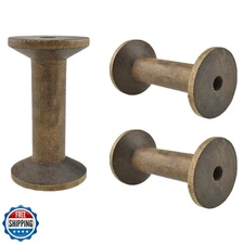 HAHIYO 3.15Inches 3PCs Vintage Coffee Color Wood Spool - Large Unfinished Woo