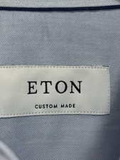 ETON MENS M BLUE MICRO TWILL COTTON SLIM-FIT DRESS SHIRT SIZE 16.5/35 Button Up