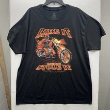 “Ride It Like You Stole It”  Vintage Skeleton Motorcycle Short Sleeve Shirt 2XL