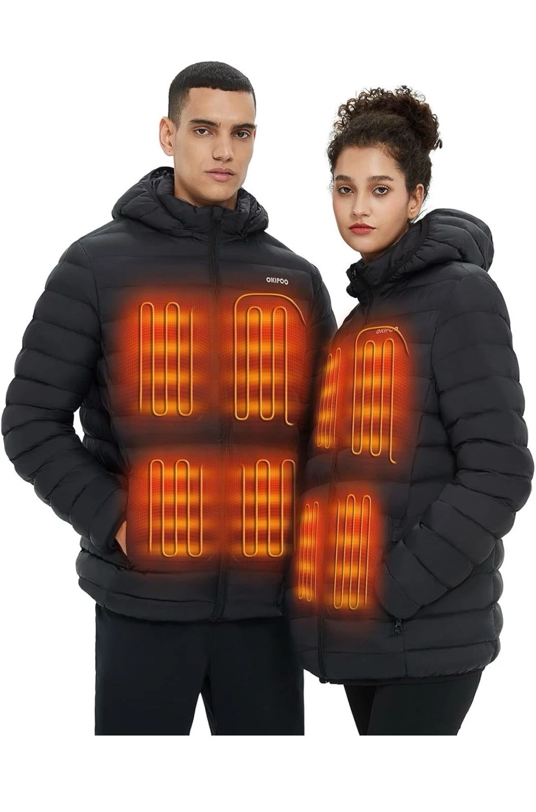 Unisex Heated Jacket with Battery, Heated Coat for Women and Men Detachable Hood