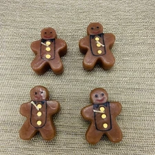 Lot Of 4 Gingerbread Man Shaped Floating Candles Brown Holiday Winter
