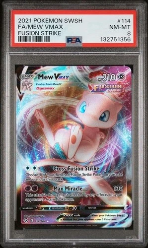 Mew VMAX 114 Full Art Pokemon Sword & Shield Fusion Strike 2021 - PSA 8