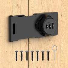 Mechanical Password Rotary Hasp Locks, Cabinet Locks with Combination, Black