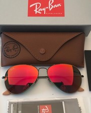 Ray Ban RB3025 Aviator Large Metal 58-14 Bronze copper Frames red flash lenses
