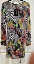 Stylish,  Zebra Abstract Print Mesh Mini Dress. PLT