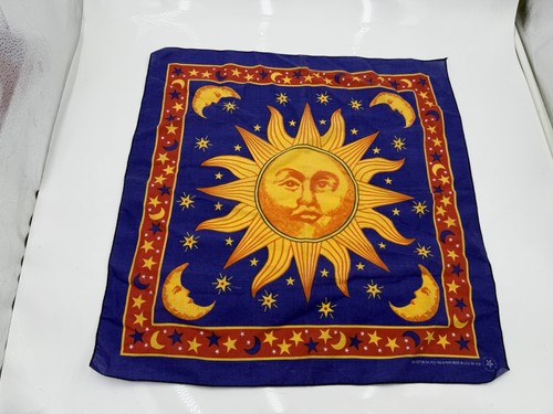 🔥vintage 80s/90s celestial Sun and moon tapestry bandana/handkerchief🔥