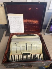 Vintage La Tosca Accordion w/ Case & Sheet Music – Ivory Pearl Keys & Buttons