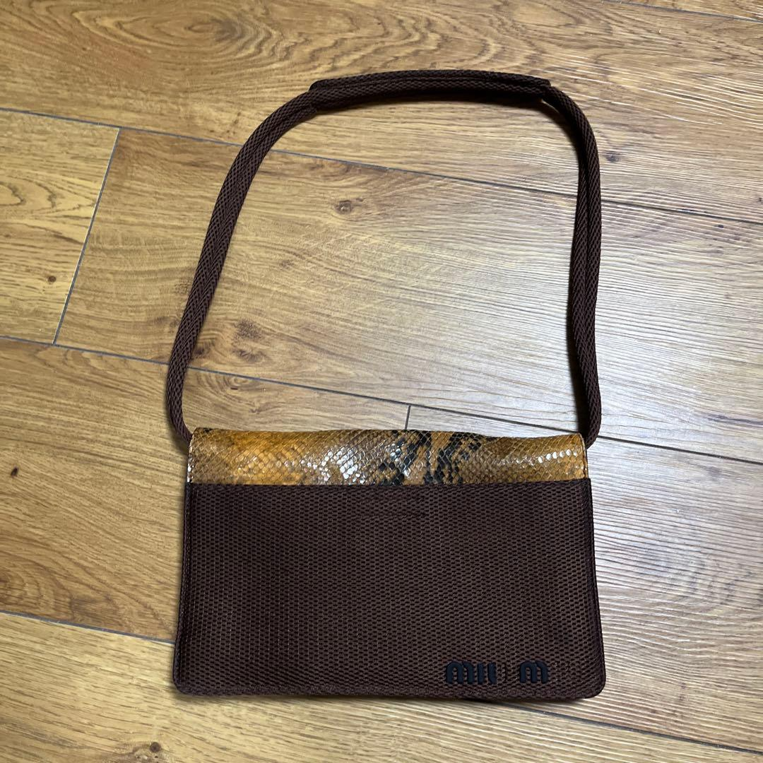 Miu Miu 90s Archive Brown Leather Shoulder Bag Small Y2K Vintage