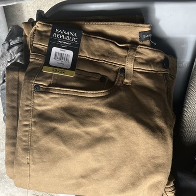 Banana Republic 5 Pocket Pant Men s Brown 32x32 Straight Canvas Flat Front NWT