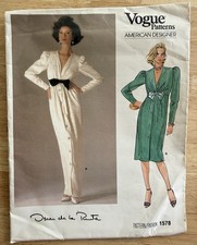 Vogue American Designer Oscar de la Renta Pattern Loose-Fit Straight Dress Sz 12