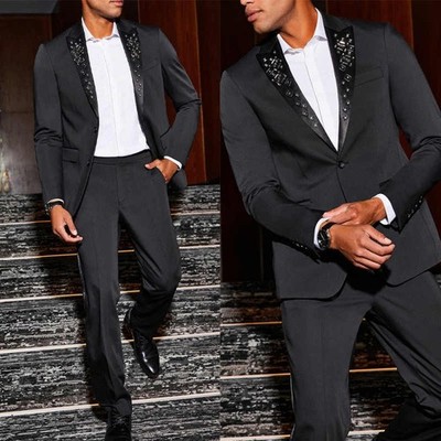 Men Summer Thin Suit 2 Piece Wedding Business Birthday Party Wear