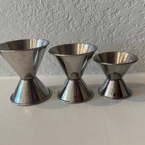 Stainless Steel Double Jigger Set Bartender Bar Measuring Cup 3 Piece