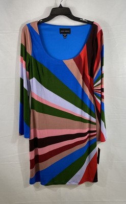 Donna Morgan Women's Multi Color Sunburst Geometric Long Sleeve Dress NWT Sz 10