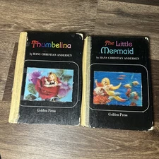 2 Hans Christian Andersen Golden Press 1966 3D Lot- Thumbelina & Little Mermaid