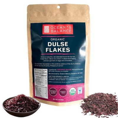 Ocean s Balance Organic Dulse Flakes-Maine Coast Seaweed-Atlantic Sea