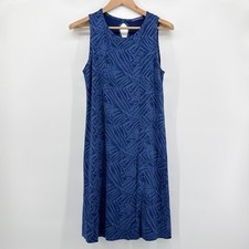 Fresh Produce Keyhole Back Tank Dress Blue Abstract Geometric Print Medium USA