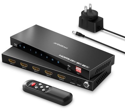 HDMI 2.1 Switch 4 in 1 Out, 8K60Hz / 4K120Hz Gaming HDMI Switcher with Audio ...