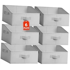  Closet Organizers Bins 6 Pack - Large Closet Shelf Organizer 6 pack-Large Grey
