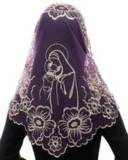 Catholic Church Veil Traditional Mass Mantilla Chapel Lace Scarf Triangle Ort...