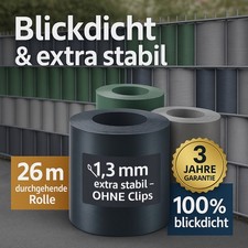 Zaun Sichtschutz Gartenzaun Doppelstabzaun 26m Rolle 1,3 mm Zaunfolie Windschutz