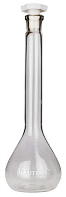 Flask, Volumetric with Plastic Stopper, 100ml Capacity