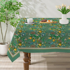 Spring Tablecloth 60X84 Inch Rectangle - Lemon Hummingbird Green Spring Decorati