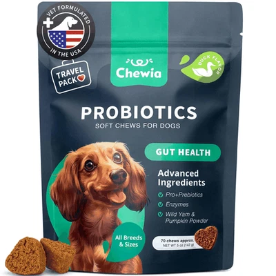 CHEWIA Probiotics for Dogs Support Gut Health Immunity Yeast Balance Itchy Skin