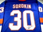 Ilya Sorokin / Autographed New York Islanders Blue Custom Hockey Jersey / JSA
