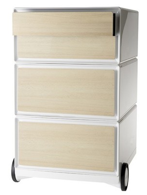 PAPERFLOW Rollcontainer easyBox 4 Schübe weiß / buche