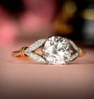 Art Deco Antique Vintage 2.60 Ct Diamond Wedding Ring 14K Yellow Gold Plated