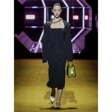 Prada Chain Embellished Cady Midi Dress Black Size IT 40 US 4 NEW NWT