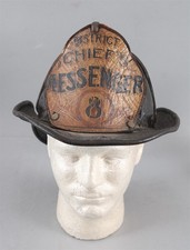 Antique Unique, District Chiefs Messenger, Leather BOSTON Fire Dept Fire Helmet