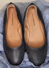 Lucky Brand Women's Wimmie Ballet Flats Black with Leather Upper Slip-on Sz 6.5M