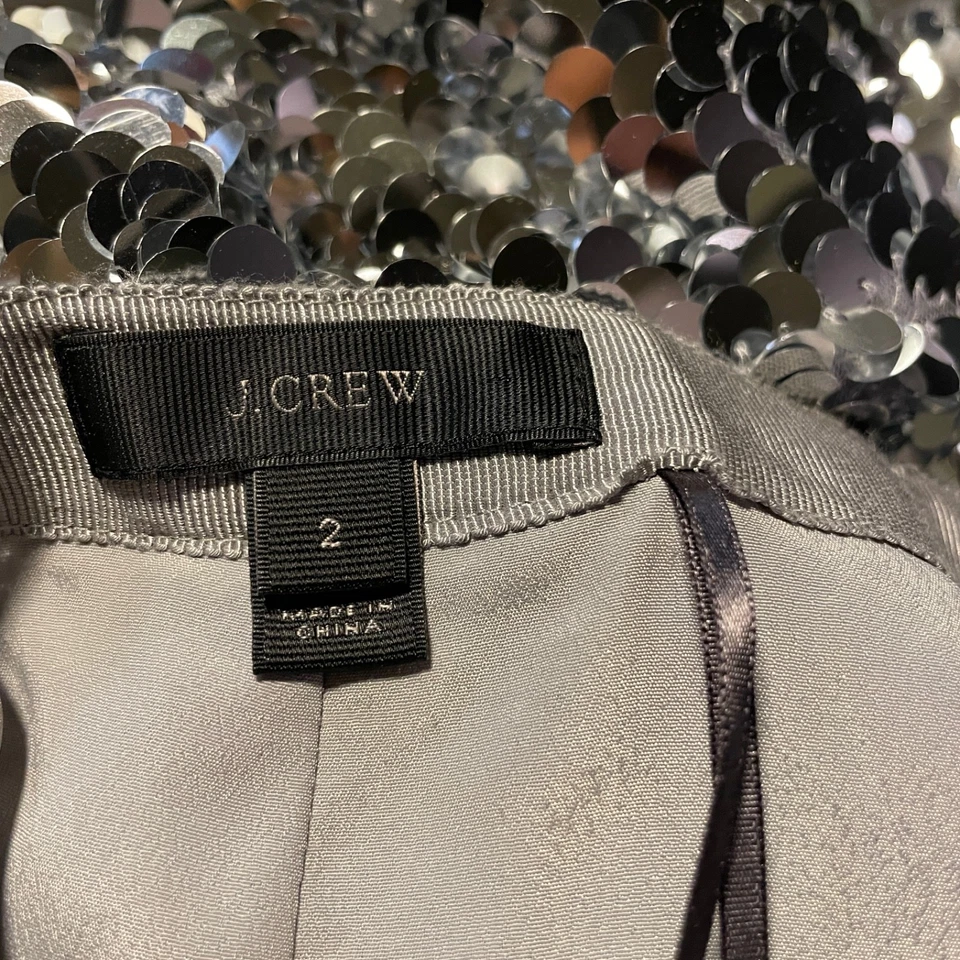 Falda midi de lentejuelas plateadas J.Crew para mujer talla 2 estilo G9687 totalmente forrada Foto 3 de 4