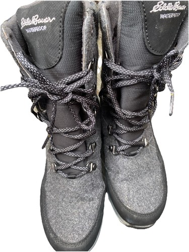 Eddie Bauer Women’s Boots Laurel Lace Up Black Gray Winter Size 7 Snow Hiking - Picture 2 of 9