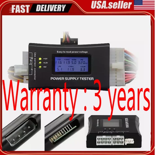 Power Supply Tester PC Computer LCD 20/24 PSU ATX BTX ITX SATA HDD Digital Pin 4